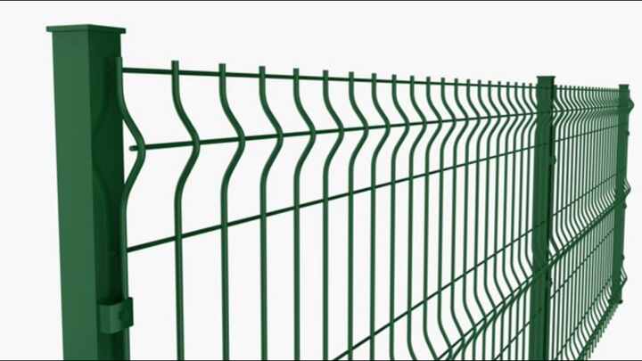 3D curved V-mesh panel fencing for commercial perimeters