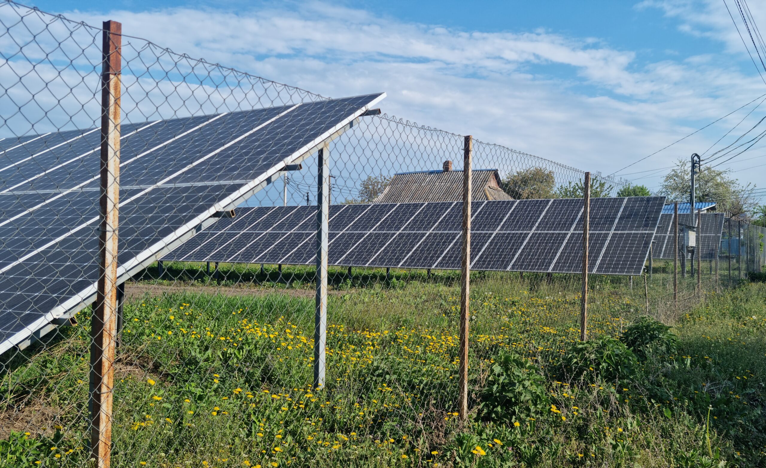 Solar farm with perimeter security fencing